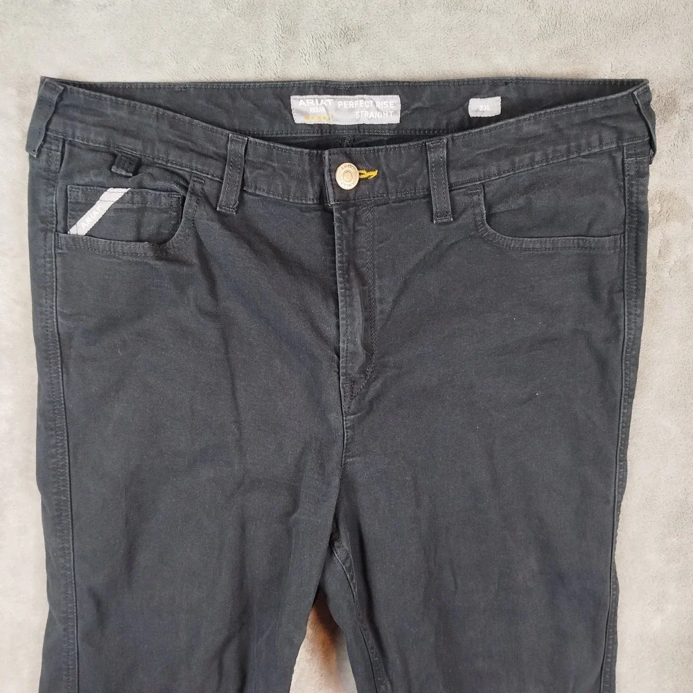 Ariat Rebar Perfect Rise Straight Jeans Mens‎ 33L(35x34) Black Western Workwear
